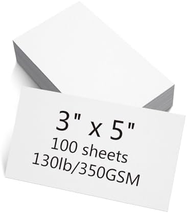100 Sheets White Cardstock 3x5 Inches Thick Paper 130lb/350gsm
