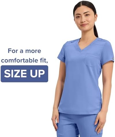 Med Couture Touch Women's Scrub Tops V-Neck Tuck-in Top with 1 Pocket