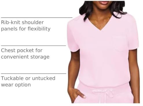 Med Couture Touch Women's Scrub Tops V-Neck Tuck-in Top with 1 Pocket