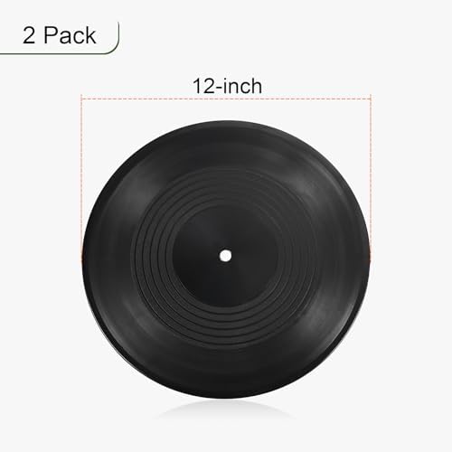 PATIKIL Blank Vinyl Records, 12 Inch 2 Pack CD Fake Vinyl Records for Wall Aesthetic Decor, Decorative Records for Roll Music Room Rock Party DIY Decoration, Black