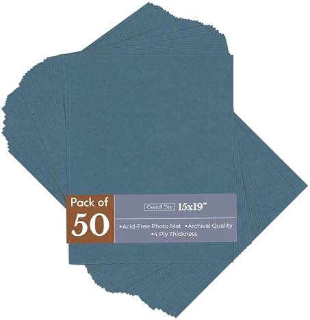 Steel Blue 15x19 Uncut Premium Mat Board - No Opening - 50 Mats