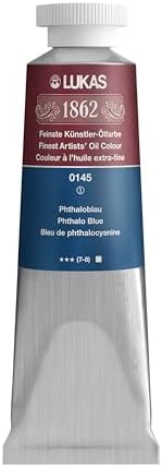 Lukas 1862 Professional German Oil Paint, Phthalo Blue 37 mL - w/Beeswax & Non-Yellowing Sunflower Oil, Short Drying Time, Smooth, Outstanding Lightfastness