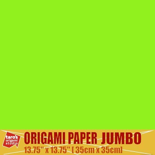 [Taro's Origami Studio] TANT Jumbo 13.75 Inch (35 cm) Double Sided Single Color (Lime) 20 Sheets (All Same Color) for Beginner to Expert (Made in Japan)