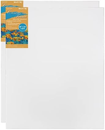™ 2-PC, 16”x 20” Medium Weight Stretched Canvas Wood Frame Value Pack, White, Acid-Free, Oil & Acrylic Paints, Primed with Double Acrylic Gesso to Smooth Surface & Reduce Absorbency