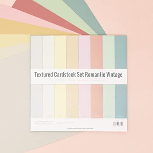 Craftelier - Cardstock Set Textura Romantic Vintage | Pack of 24 Double Sided Cardstock for Card Making, Scrapbooking and Craft Projects | Weight 216 grams | Size 30,48 x 30,48 cm (12" x 12")