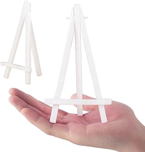 HINZIC 6Pack Mini Easel Stand 5" Canvas Holder White Plastic Small Display Easel Portable for Canvases, Painting, Crafts, Business Cards, Signs, Photos