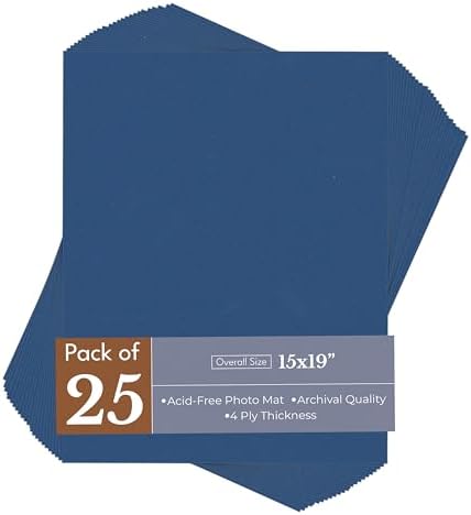 Bottle Blue 15x19 Uncut Premium Mat Board - No Opening - 25 Mats
