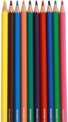 Pointer Erasable Colored Pencils – Pack of 12, Hexagonal Body, Soft Erasers, Vibrant Colors – Ideal for School, Art & Craft Projects