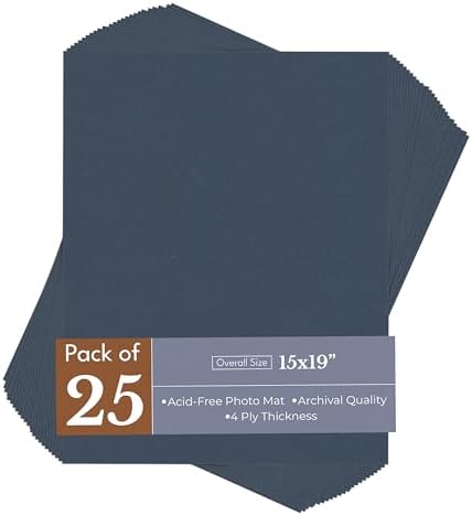 Navy Blue 15x19 Uncut Premium Mat Board - No Opening - 25 Mats
