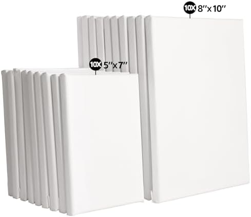 20 Pack Stretched Canvases for Painting-10 Packs of 5x7,8x10