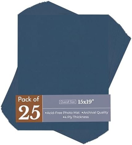 Ink Blue 15x19 Uncut Premium Mat Board - No Opening - 25 Mats