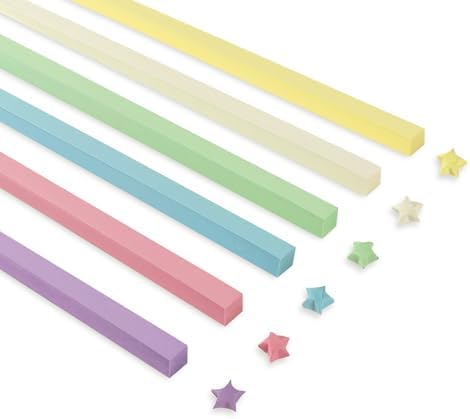 Origami Star Paper Strips, 1080 Pieces Origami Paper Strips for Crafts, Ideal for School Family, Macaron 6-Color