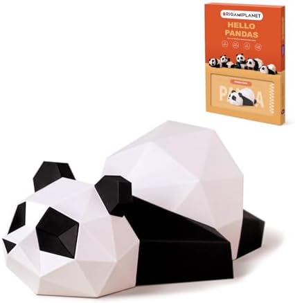 3D Panda Papa Origami Paper Craft Kit, Fun DIY Pre-Cut 3D Paper Art Model for Teens & Adults, Easy Handmade Animal Figurine Sculpture Gift Set for Bookshelf Decoration