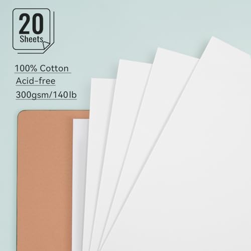 Lightwish Watercolor Sketchbook, 100% Cotton Cold Press Refillable Paper