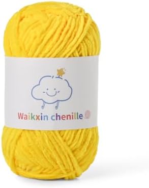 Skinny Chenille Yarn for Crocheting, 1.75 oz/ 109 yds Amigurumi Yarn&Baby Yarn for Crocheting Soft, Fluffy Fingering Weight Velvet Yarn for DIY Crafts&Baby Blankets.(Golden Yellow)