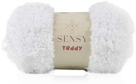 S Sensy Teddy- Micro Polyester Amigurumi #5 Bulky Yarn White 109 Yards 4 oz