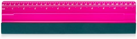 FOSHIO Professional Squeegee for Vinyl, Decals, Sticker Paper, Wallpaper, Window Film, Craft, Suede Felt Squeegee Smoothing Tool with Ruler, Pink (12 inches)