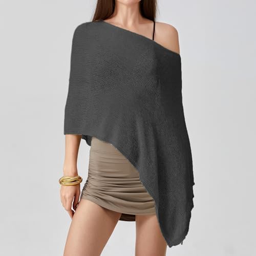 Women Sheer Poncho Shawl Top Lightweight Knit Pullover Beach Cover Up Tops