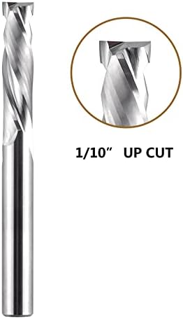 SpeTool Compression Router Bit UP&Down Cut 1/10 inch UP Cutting 1/4 inch Cutting Diameter for Woodwork Edge Trimming CNC Router Engraving Carving Tools