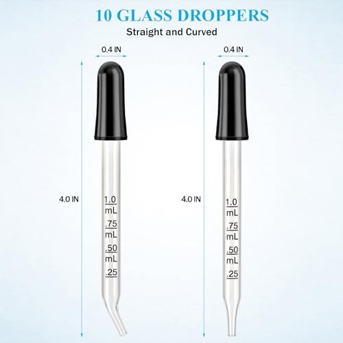 Eye Dropper, 1mL Glass Liquids Pipette Dropper Tool with Measurement Herain