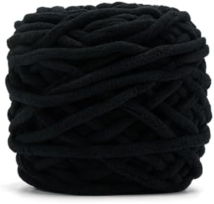 Black Chunky Chenille Yarn, #6 Super Bulky, 3.5 oz/72 Yards