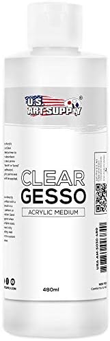 U.S. Art Supply Clear Gesso Primer (16oz) for Oil & Acrylic Painting | Enhances Blending & Canvas Paint Prep - Mixable Clear Gesso Primer for Acrylic Painting