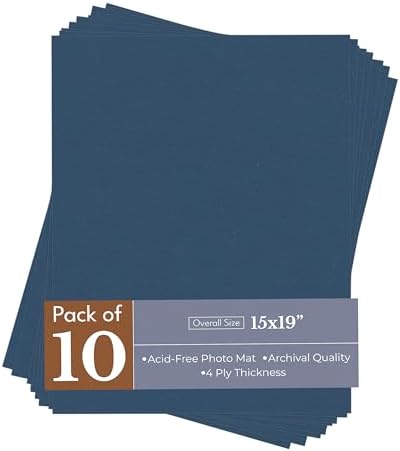 Ink Blue 15x19 Uncut Premium Mat Board - No Opening - 10 Mats