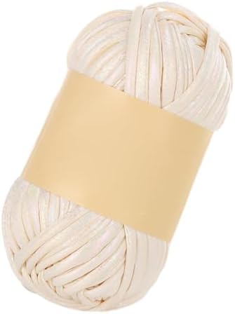 EUBUY Crochet T-Shirt Yarn, Polyester, White/Milky White/Beige/Sky