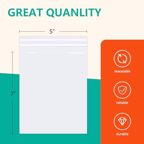 iMailer - 100 Pcs - 5" x 7" Resealable Cellophane Bags - Self Sealing Clear Cello Bags for A2 A4 A6 Cards & Envelopes, Photo, Prints, Candies