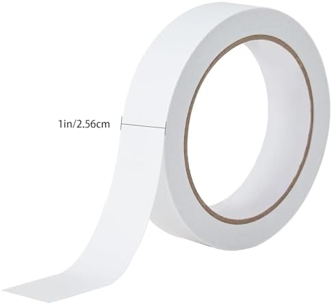 25mm Double Sided Tape White 2 Rolls (Total Length 66 Yards), 1 Inch Strong Adhesive Sticky Wrap Tape for Crafts Gift Wrapping Paper Card Making Home Office School Stationery