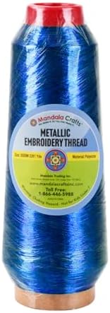 Mandala Crafts Metallic Royal Blue Embroidery Floss for Sewing, 3281 Yard Spool