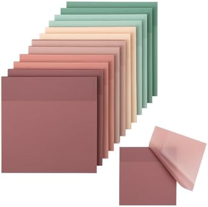 Mr. Pen- Transparent Sticky Notes, 3" x 3", 12 Pads, 600 Sheets | See Through Self-Adhesive Notes for Bible Journaling and Studying, Water-Resistant, Easy to Peel, Clean Removal