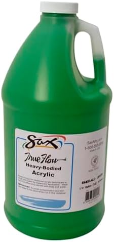 Sax True Flow Heavy Body Acrylic Paint, 1/2 Gallon, Emerald Green - 439289, 64 Fl Oz (Pack of 1)