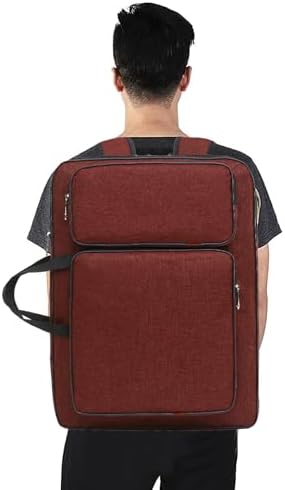 8K Artist Portfolio Carry Backpack Case Versatile Art Bags Waterproof Adjustable Drawing Board Backpack Art Storage Bags for Artworks Painting Drawing Sketching 19.7” x 14.6” x 2.4”(Red)
