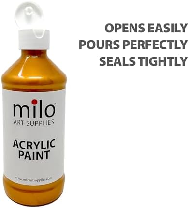 milo Metallic Acrylic Paint Set, 6 Metallic Colors, 8 oz Bottles