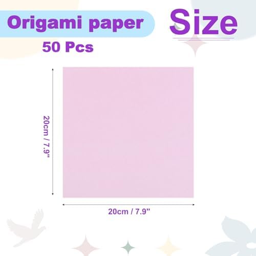 DMiotech 7.9x7.9" Origami Paper Large 7 Colors Pink Square 50 Sheets