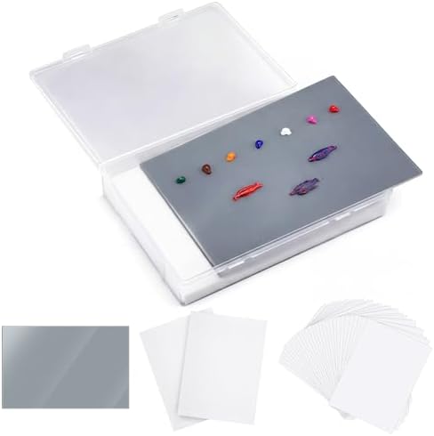 Nuanchu 1 Pcs 12 x 16 Inch Glass Palette for Oil Painting, Neutral Grey | Airtight Keep Wet Palette Container, 40 Sheets Disposable Paper, Keeps Paint Fresh, for DIY Color Mixing Beginners