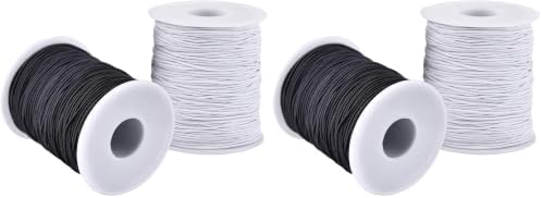 LUSTEMBER Elastic String for Bracelets, 2 Rolls 1 mm Sturdy Stretchy Elastic Cord for Jewelry Making, Necklaces, Beading (Pack of 2)
