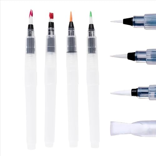 Tobios Watercolor Brush Pens – Set of 4 Refillable Water Pens for Artists