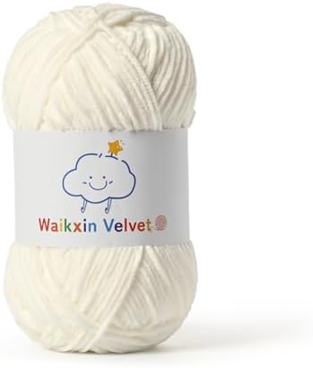 Fluffy Chenille Yarn for Crocheting，Baby Yarn for Crocheting Soft，50g/1.76oz Velvet Amigurumi Yarn ，Fingering Weight Yarns for Crocheting Baby Blankets、DIY Craft.(Milky White)