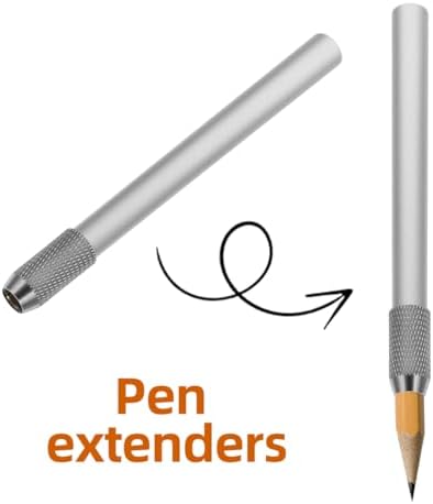 STOBOK Reusable Pencil Extender for Artists Metal Pencil Lengthener Holder for Colored Graphite and Charcoal Pencils 4.13 in Short Holder for Drawing Sketching Office Supplies 8 Pack