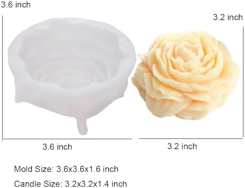 3.5In Peony Flower Silicone Candle Mold for Soap Resin Wedding Decor Craft