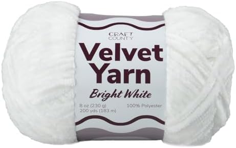 Craft County Bulky 5 Velvet Yarn – Super Soft Polyester Yarn for Blankets, Home Décor, and More!