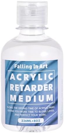 Falling in Art 8 Oz Acrylic Paint Retarder Medium, Slow Drying Medium | for Acrylic Paint, Professional Acrylic Fluid Mediums