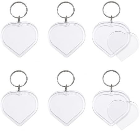 6 Pack Blank Photo Keychain, 2.16 x 1.5 Inch Acrylic Personalized Keychains for DIY Craft Making