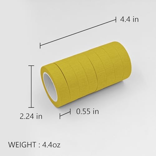 UMETDO 8PCS Colored Masking Tape - Yellow Painters Tape, Tape for Kids Art Supplies, Great for Crafts, Labeling, DIY Decorative, 1/2 Inch Colored Tape Rolls- Tiny Size