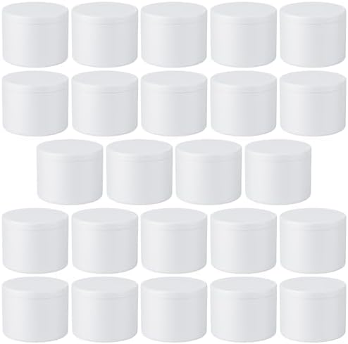 Empty Candle Tins 8 oz 24 pcs Containers for Candle Making with Lid (White-8oz)