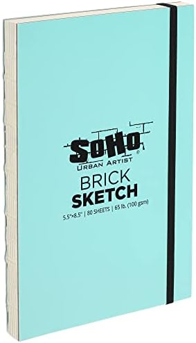 SoHo Urban Artist Brick Sketchbook Journals for Sketching, Drawing, Colored Pencils, Graphite, and More - Sketch 5.5"x8.5" (100 GSM, 80 Sheets) - 2 Pack