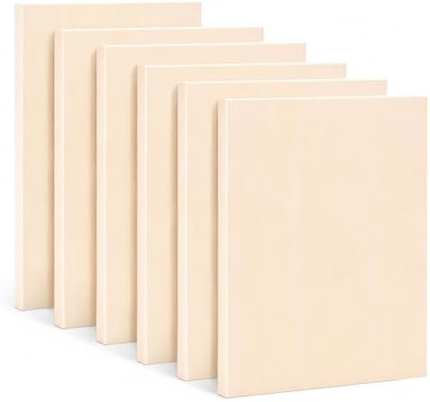 Frcctre 6 Pack 9 x 12 Inch Wood Canvas Panels, Unfinished Wooden Canvas Boards Wood Cradled Painting Panel Boards for Pouring, Art, DIY Crafts, Burning