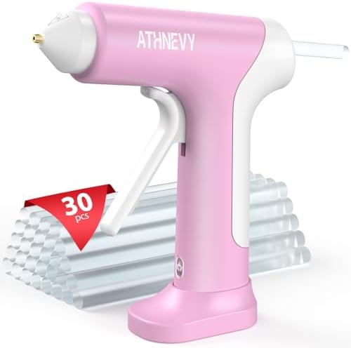 Cordless Hot Glue Gun, 4V 10s Fast Preheat, 30×7mm Glue Sticks, USB-C, 2Ah